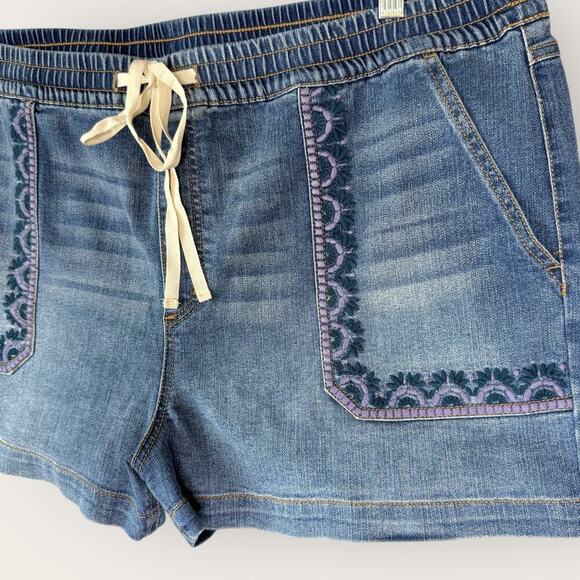INC International Concepts Denim Embroidered Elastic Waist Blue Jean Shorts XXL - Picture 6 of 13